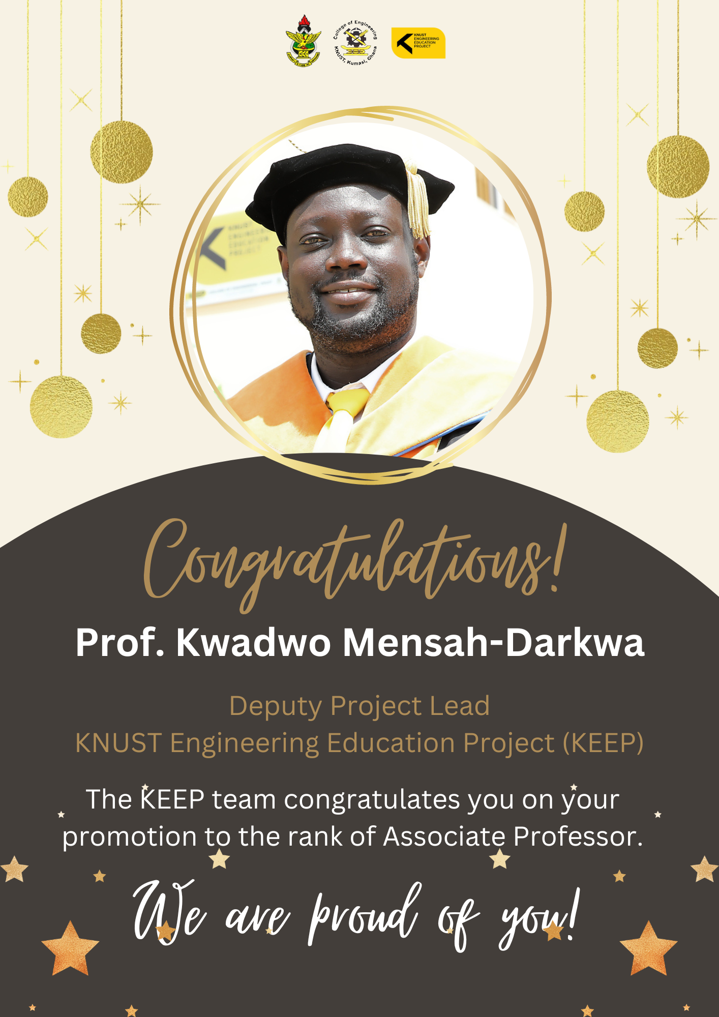 Congratulations Prof. Kwadwo Mensah-Darkwa