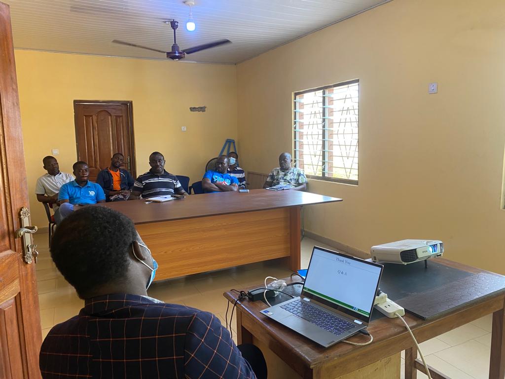 Dr. Richard Opoku making a presentation during the energy audit meeting with Vester Oil Mills Limited, Kumasi.