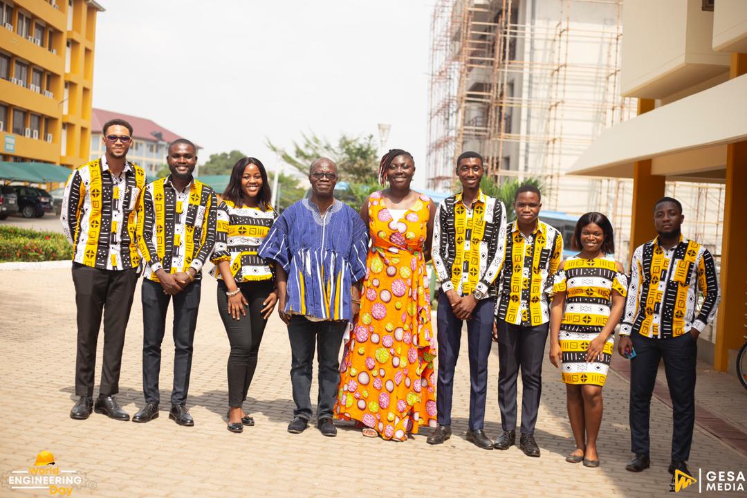 Prof. Mark Adom-Asamoah, Provost College of Engineering, Mrs Ama Serwah Nerquaye-Tetteh, the Secretary General for Ghana Commission for UNESCO with the GESA executives.
